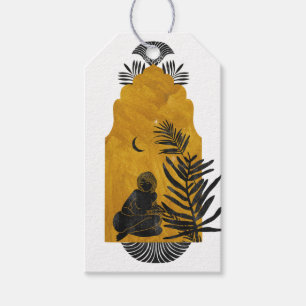 Schwarze und goldene mystische Kosmos Geschenkanhänger