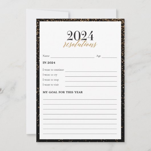 Schwarze und goldene Neujahrsresolutionen 2024 Kar (Vorderseite)