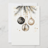 Schwarze und goldene Ornamente Baubles Weihnachtsf Einladung (Rückseite)