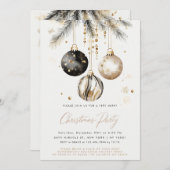 Schwarze und goldene Ornamente Baubles Weihnachtsf Einladung (Vorne/Hinten)