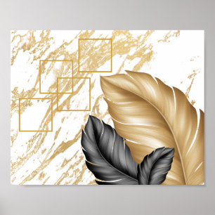Schwarze und goldene Palmwedel Tropische druckbare Poster