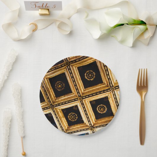 Schwarze und goldene Papierplatte Pappteller (Hochzeit)