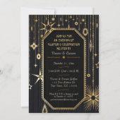 Schwarze und goldene Party Einladung für das neue  (Rückseite)