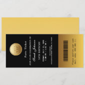 Schwarze und goldene Party-Ticket-Einladung Einladung (Vorne/Hinten)
