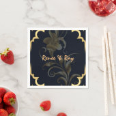 Schwarze und goldene personalisierte Papiertücher Serviette (Beispiel)