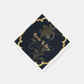 Schwarze und goldene personalisierte Papiertücher Serviette (Ecke)