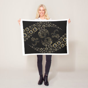Schwarze und goldene Pik-Fraktal-Decke Fleecedecke