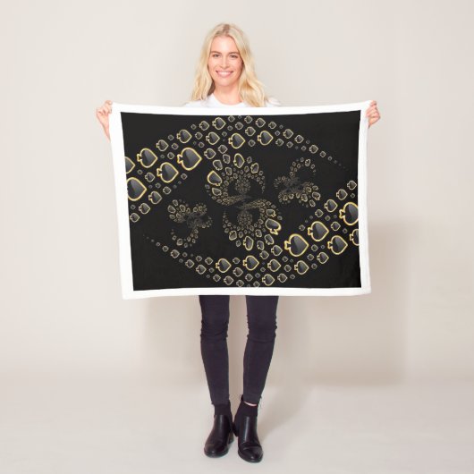 Schwarze und goldene Pik-Fraktal-Decke Fleecedecke (Beispiel)
