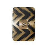 Schwarze und goldene Pinselstriche Badematte (Vorderseite Vertikal)