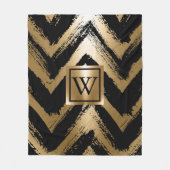 Schwarze und goldene Pinselstriche Fleecedecke (Vorderseite)