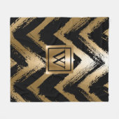 Schwarze und goldene Pinselstriche Fleecedecke (Vorderseite (Horizontal))