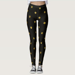 Schwarze und goldene Polka-Punkte Leggings