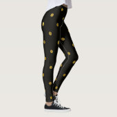 Schwarze und goldene Polka-Punkte Leggings (Rechts)