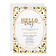 Schwarze und goldene Punkte Babydusche Einladung