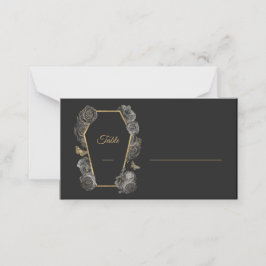 Schwarze und goldene Rose Coffin Gothic Hochzeit g Platzkarte