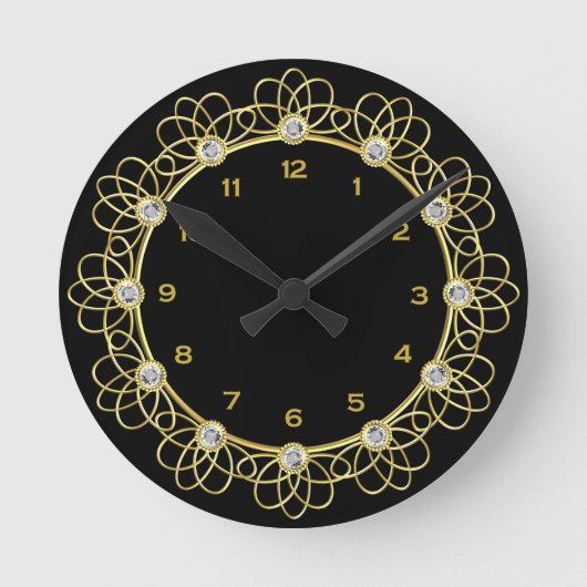 Schwarze und goldene runde Uhr (Vorderseite)