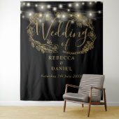 Schwarze und goldene Saitenleuchten - Hintergrund  Wandteppich (Beispiel)