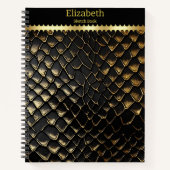 Schwarze und goldene Schlangenhaut Notizblock (Vorderseite)