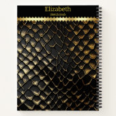 Schwarze und goldene Schlangenhaut Notizblock (Rückseite)
