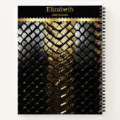 Schwarze und goldene Schlangenhaut Notizblock (Rückseite)