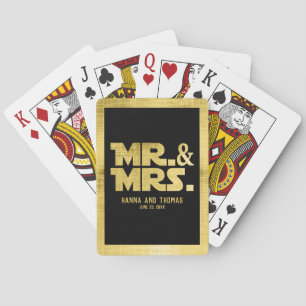 Schwarze und goldene Science-Fiction-Hochzeit Spielkarten