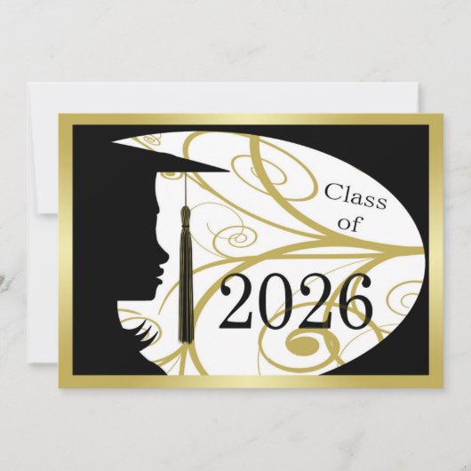 Schwarze und goldene Silhouette 2026 Karte (Vorderseite)