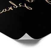 Schwarze und goldene Skriptkarten und Geschenke-Ze Poster (Ecke)