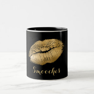 Schwarze und goldene Smoows Lippen Zweifarbige Tasse