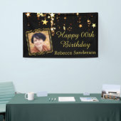 Schwarze und goldene Stars mit Foto jedes Jahr am Banner (Messeveranstaltung)