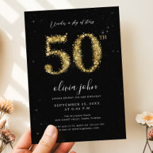 Schwarze und goldene Sterne glänzen 50. Geburtstag