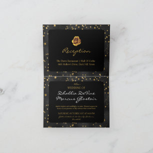 Schwarze und goldene Sterne Goth Muster Einladung