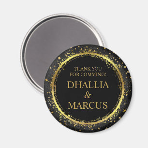 Schwarze und goldene Sterne Gothic Muster Magnet
