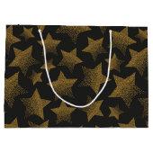 Schwarze und goldene Sterne Große Geschenktüte (Rückseite)