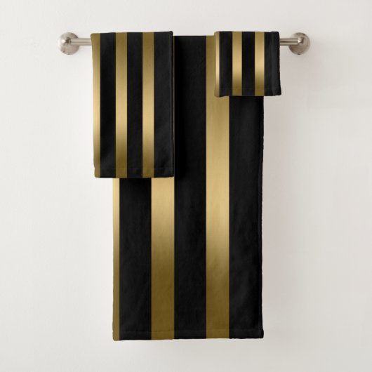 Schwarze und goldene Streifen Badhandtuch Set (Insitu)