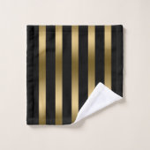 Schwarze und goldene Streifen Badhandtuch Set (Waschlappen)