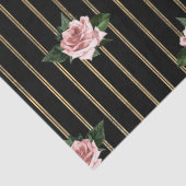 Schwarze und goldene Streifen mit rosa Rosendekoup Seidenpapier (Detail)