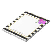 Schwarze und goldene Streifen mit Rose Notepad 5.5 Notizblock (Rotiert)