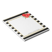Schwarze und goldene Streifen mit Rose Notepad 5.5 Notizblock (angewinkelt)