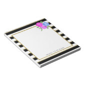 Schwarze und goldene Streifen mit Rose Notepad 5.5 Notizblock (angewinkelt)