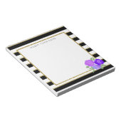 Schwarze und goldene Streifen mit Rose Notepad 5.5 Notizblock (angewinkelt)