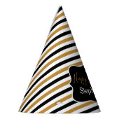 Schwarze und goldene Streifen mit weißer Geburtsta Partyhütchen (Links)