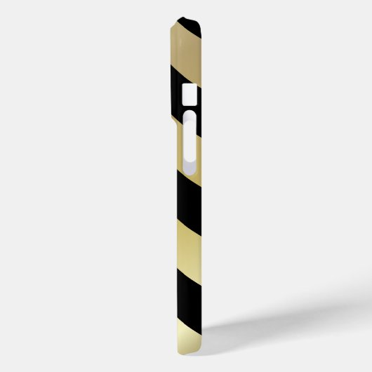 Schwarze und goldene Streifen | Monogramm Case-Mate iPhone Hülle (Rückseite / Links)