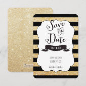 Schwarze und goldene Streifen Save the Date (Vorne/Hinten)