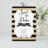 Schwarze und goldene Streifen Save the Date (Stehend Vorderseite)
