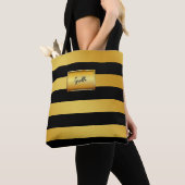 Schwarze und goldene Streifen Tasche (Von Nahem)