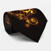 Schwarze und goldene Swirbelmusik Krawatte (Gerollt)