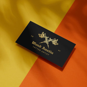 Schwarze und goldene Tätowiermaschine Tätowierer Visitenkarte
