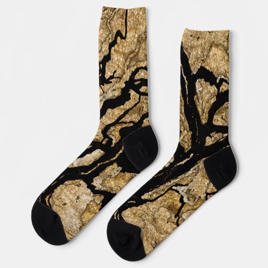 Schwarze und goldene Textur, gemischte Medien abst Socken (Linkes Detail)