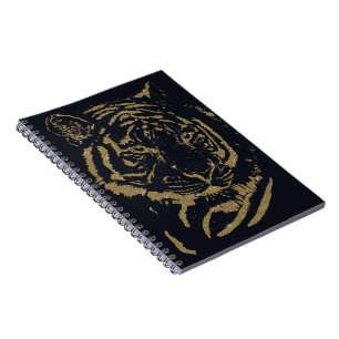 Schwarze und goldene Tiger-Kunst im Luxus-Glitter- Notizblock