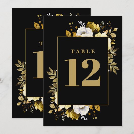 Schwarze und goldene Tischnummer (Vorne/Hinten)